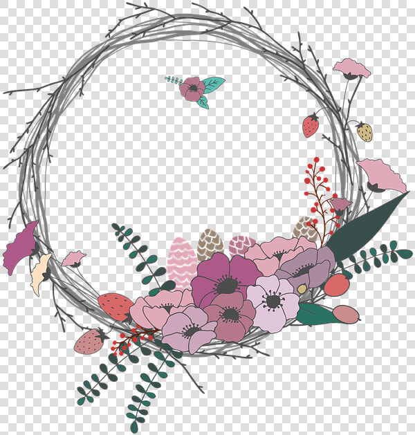 Flowers  Twig  Corolla  Wreath  Lease  Spring   Border Bunga Lingkaran Simple  HD Png DownloadTransparent PNG