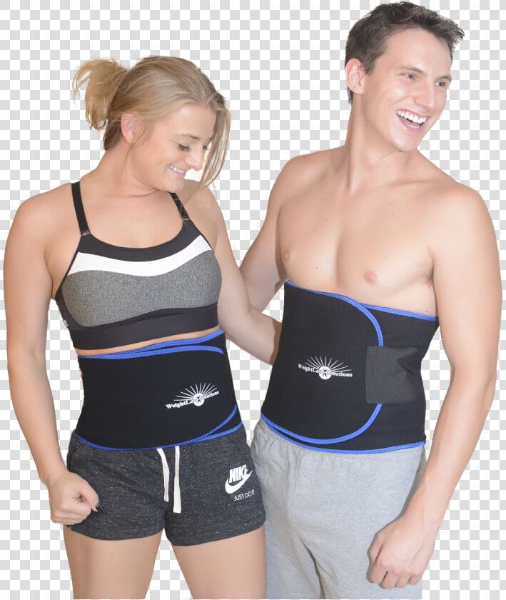 Happy Fit Couple Wearing Waist Trimmer Sauna Belts   Waist  HD Png DownloadTransparent PNG