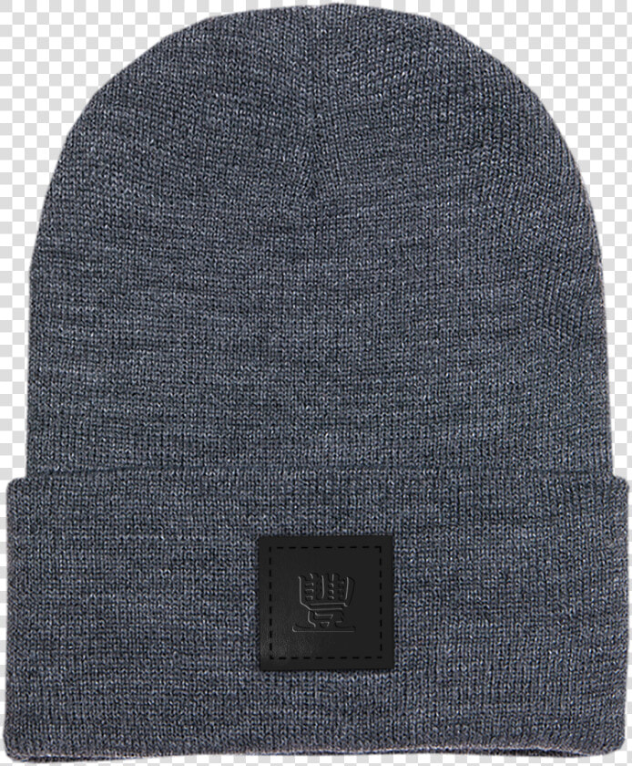 Symbol Leather Patch On Heather Grey Beanie   Beanie  HD Png DownloadTransparent PNG