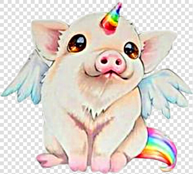  watercolor  piglet  pig  unicorn  pigcorn  rainbow   Cute Flying Pig Drawing  HD Png DownloadTransparent PNG