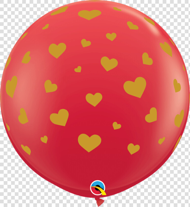 36 Q Random Hearts A round Red With Gold   Red Round Balloon Png  Transparent PngTransparent PNG