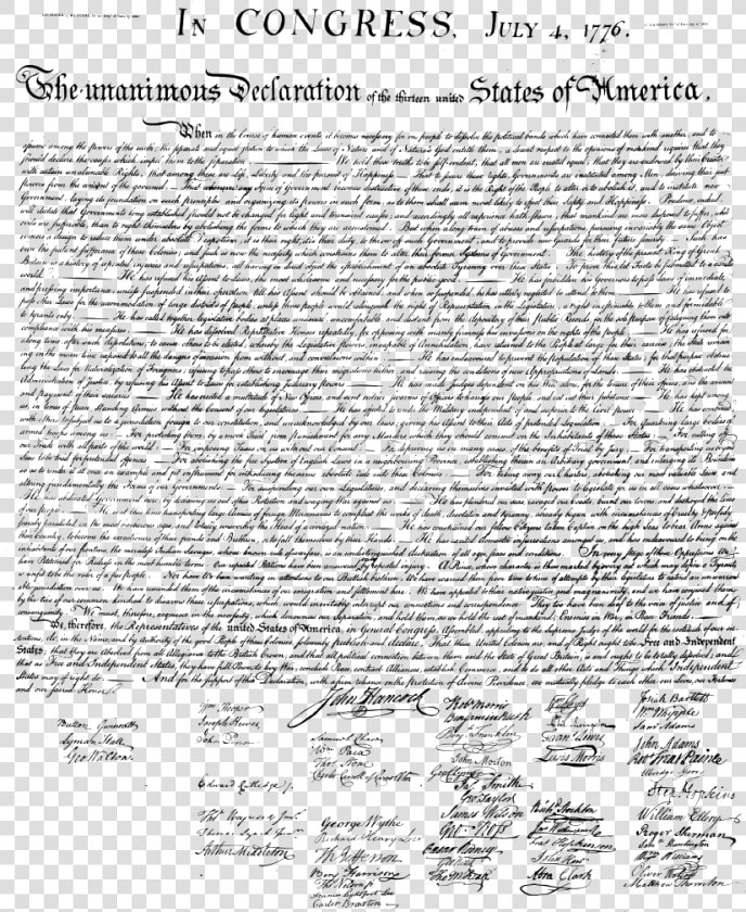 Declaration Of Independence Text Version  HD Png DownloadTransparent PNG