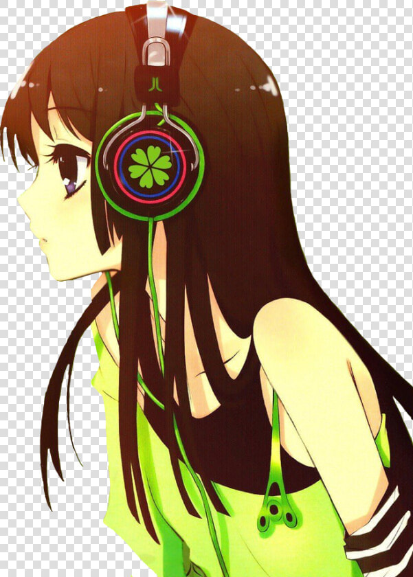  music  headphones  anime  animegirl  green  animegirls  HD Png DownloadTransparent PNG