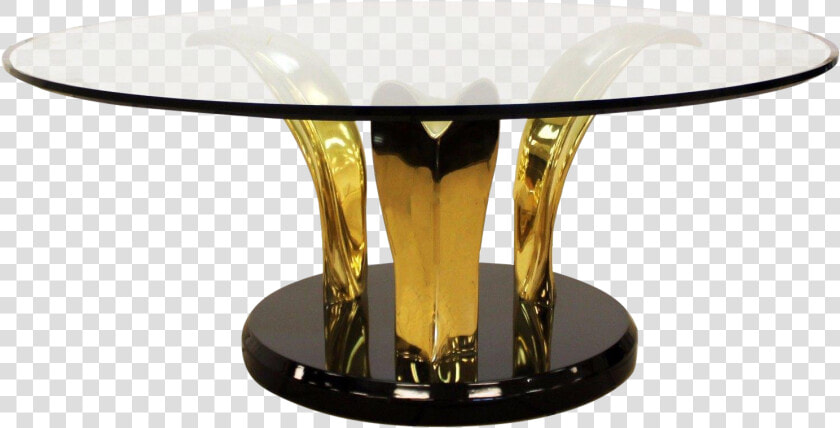 1970s Mid Century Modern Palm Leaf Glass Brass Black   Coffee Table  HD Png DownloadTransparent PNG