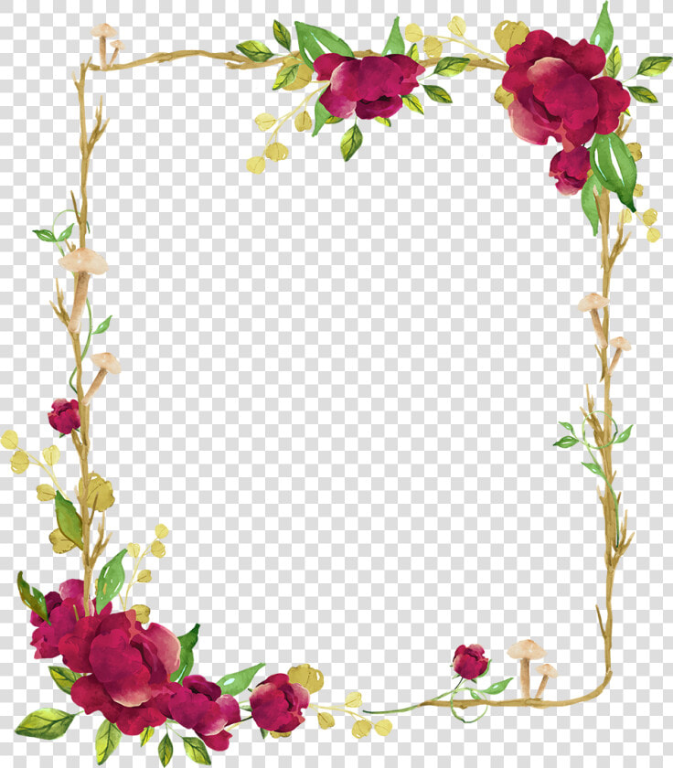  rose  square  flower  floral  frame  gold  glitter   Transparent Background Floral Frame  HD Png DownloadTransparent PNG