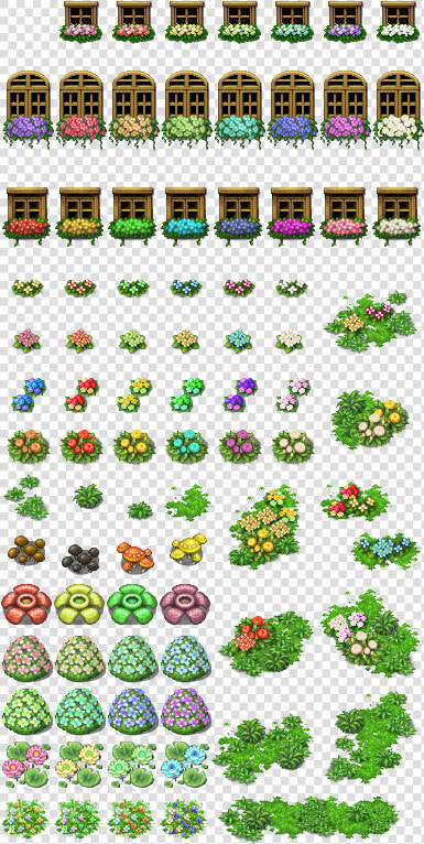 Blue   Flower   Grass   Green   Nature   Pink   Recolor   Rpg Maker Mv Flower Tilesets  HD Png DownloadTransparent PNG