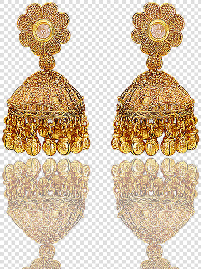 Antique Gold Plated Jhumka Having Exquisite Vilandi   Black Colour Small Jhumkas Moti  HD Png DownloadTransparent PNG