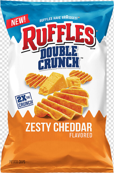 Ruffles® Double Crunch™ Zesty Cheddar Flavored Potato   New Ruffles Chips Double Crunch Zesty Cheddar  HD Png DownloadTransparent PNG