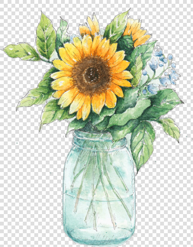 Transparent Daffodils Clipart   Sunflower In A Mason Jar  HD Png DownloadTransparent PNG