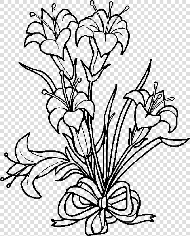 Easter Flower Border Black And White Clipart Banner   Lilies Clipart Black And White  HD Png DownloadTransparent PNG