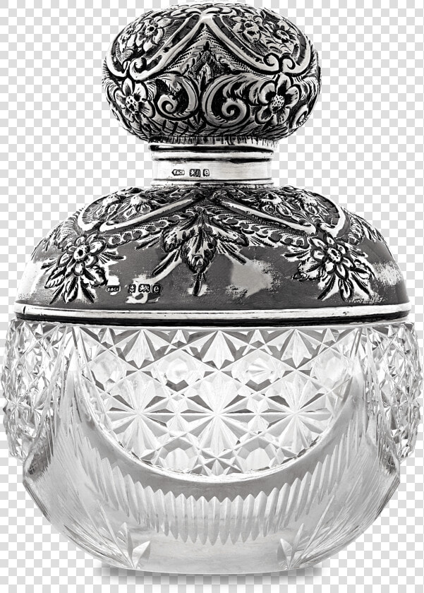 Birmingham Silver And Cut Glass Perfume Bottle   Perfume  HD Png DownloadTransparent PNG