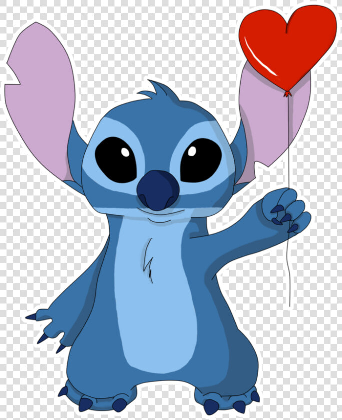 Stitch Holding Heart Balloon   Stitch Holding A Flower  HD Png DownloadTransparent PNG