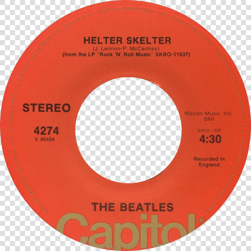 Helter Skelter By The Beatles B side Label Us Vinyl   Label  HD Png DownloadTransparent PNG