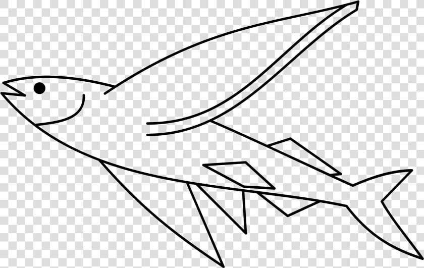 Flying Fish Negative Clip Arts   Flying Fish Simple Drawing  HD Png DownloadTransparent PNG