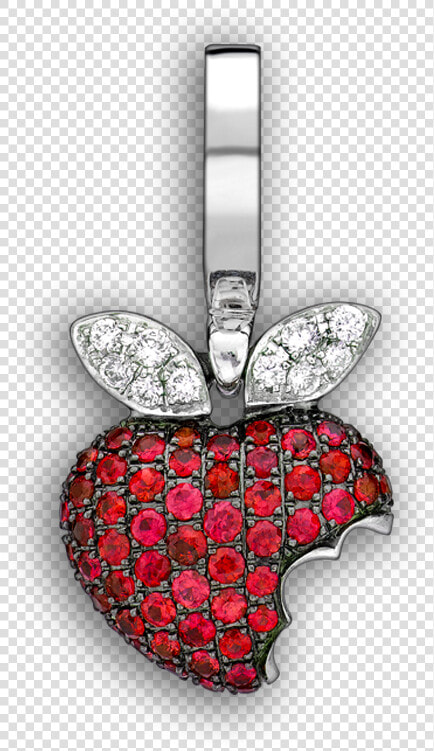 White Gold  amp  Ruby Baby Bitten Apple Art Charm   Locket  HD Png DownloadTransparent PNG