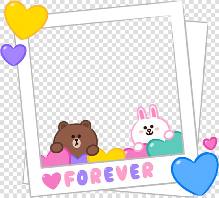  cute  line  cony  brown  love  frame  polaroid   Love Cute Photo Frame  HD Png DownloadTransparent PNG