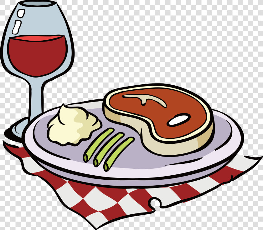 Png Download Red Wine Beefsteak Clip Art Plaid Tablecloth   Steak Dinner Clip Art  Transparent PngTransparent PNG