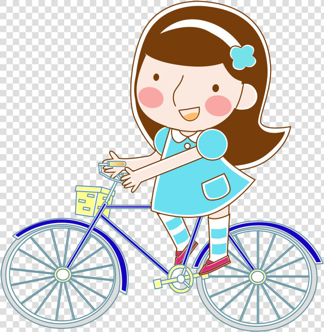 Transparent Girl Riding Bike Clipart   Girl Riding Bike Cartoon  HD Png DownloadTransparent PNG