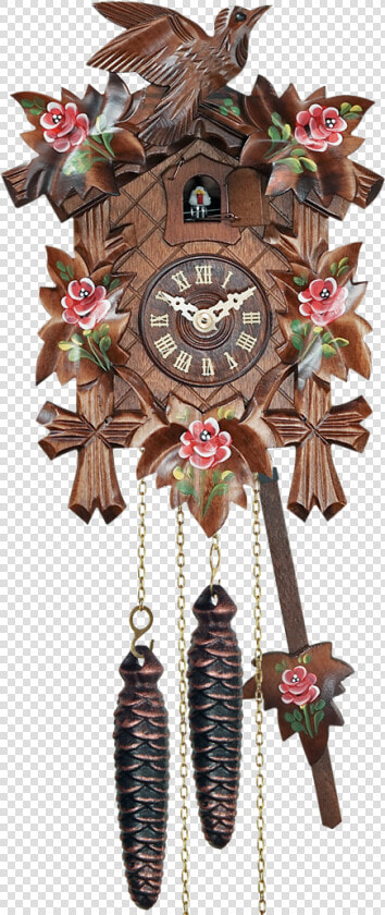 Quartz Traditional With Painted Roses   Cuckoo Clock Black Forest Flower  HD Png DownloadTransparent PNG