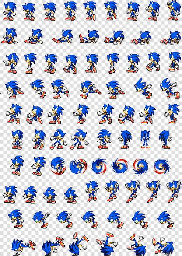 Sprites Sonic Sega Animação Animation   Sonic Advance Sonic Sprite Sheet  HD Png DownloadTransparent PNG