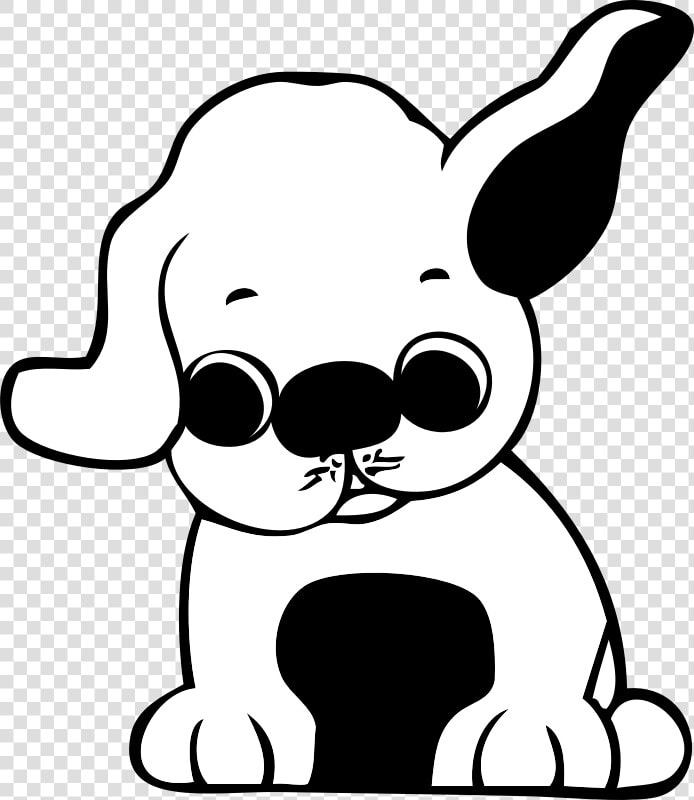 Puppy  Cartoon  Cute  Ears  Isolated  Comic  Doggy    Puppy Clipart Black And White  HD Png DownloadTransparent PNG