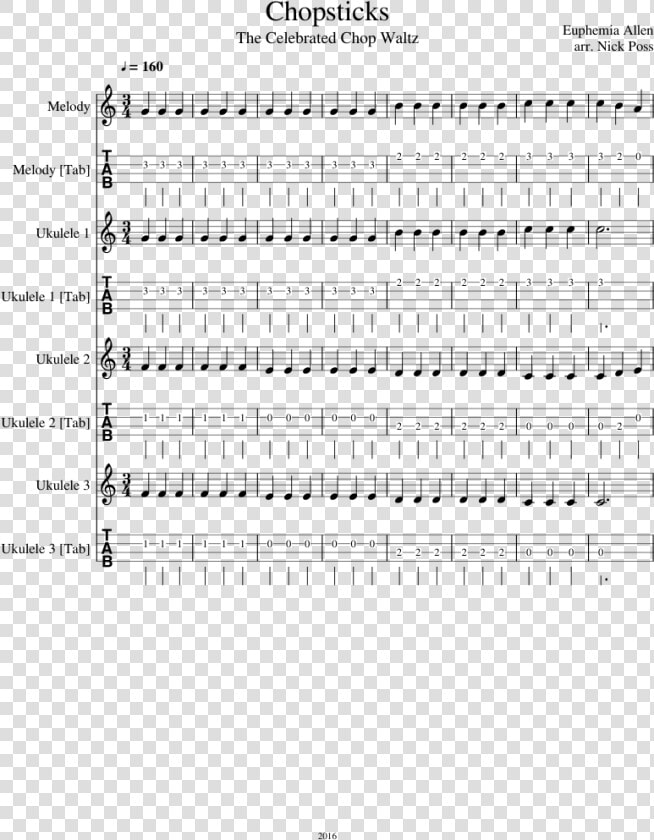 Chopsticks Sheet Music Composed By Euphemia Allen Arr   Sheet Music  HD Png DownloadTransparent PNG