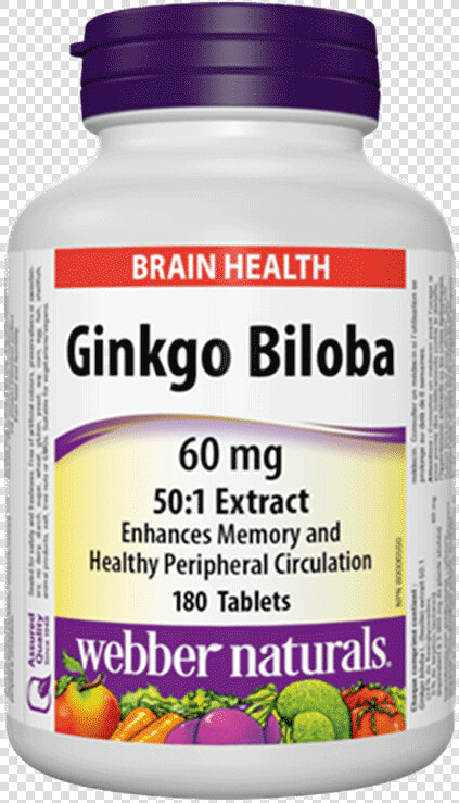 Ginkgo Biloba 60 Mg Vegetable Extract   Webber Naturals Ginkgo Biloba  HD Png DownloadTransparent PNG