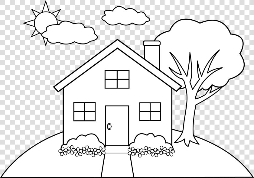 House Line Drawing Clip Art   My House Coloring Page  HD Png DownloadTransparent PNG