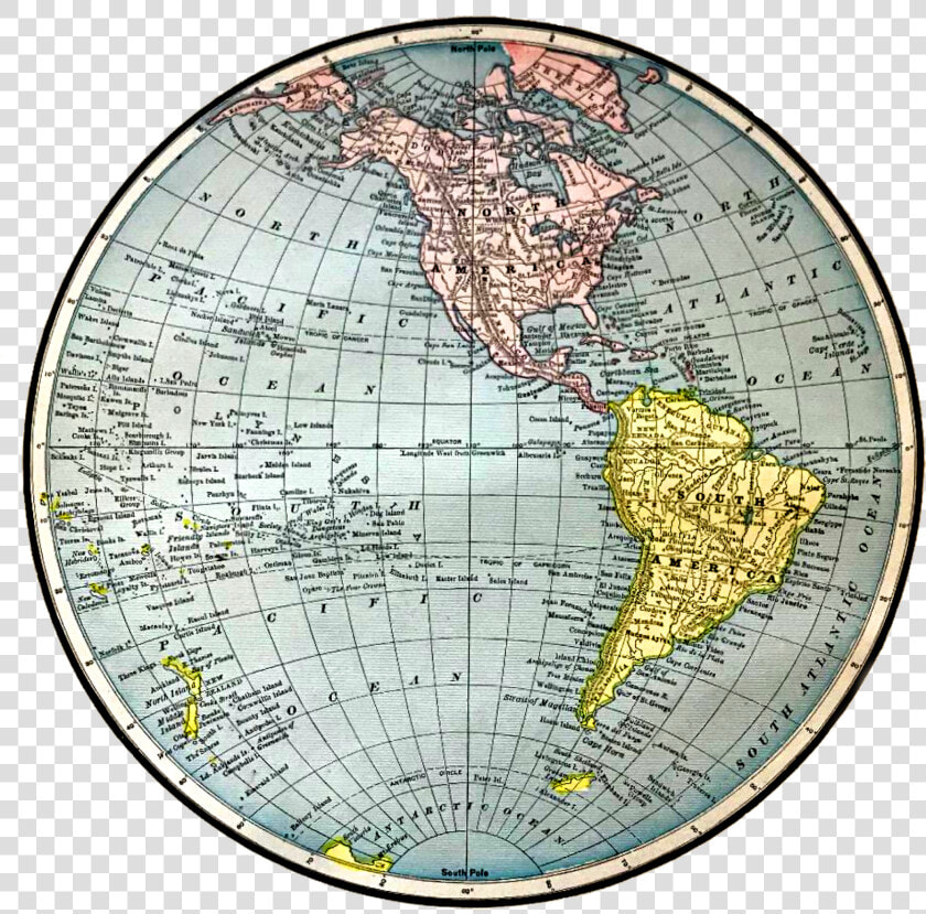 Western Hemisphere Map Vintage  HD Png DownloadTransparent PNG