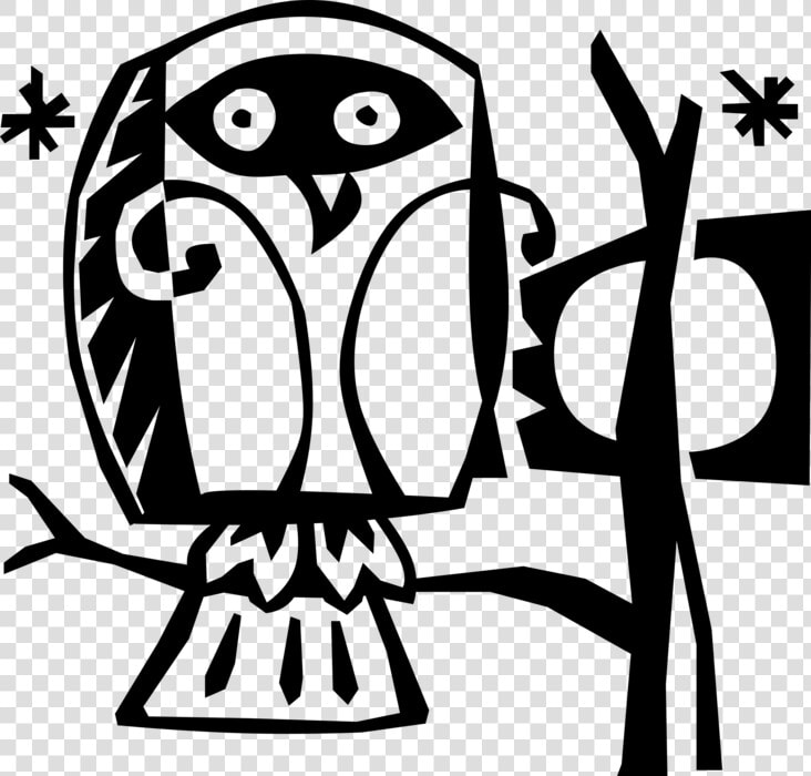 Vector Illustration Of Owl Nocturnal Bird Of Prey Sitting  HD Png DownloadTransparent PNG