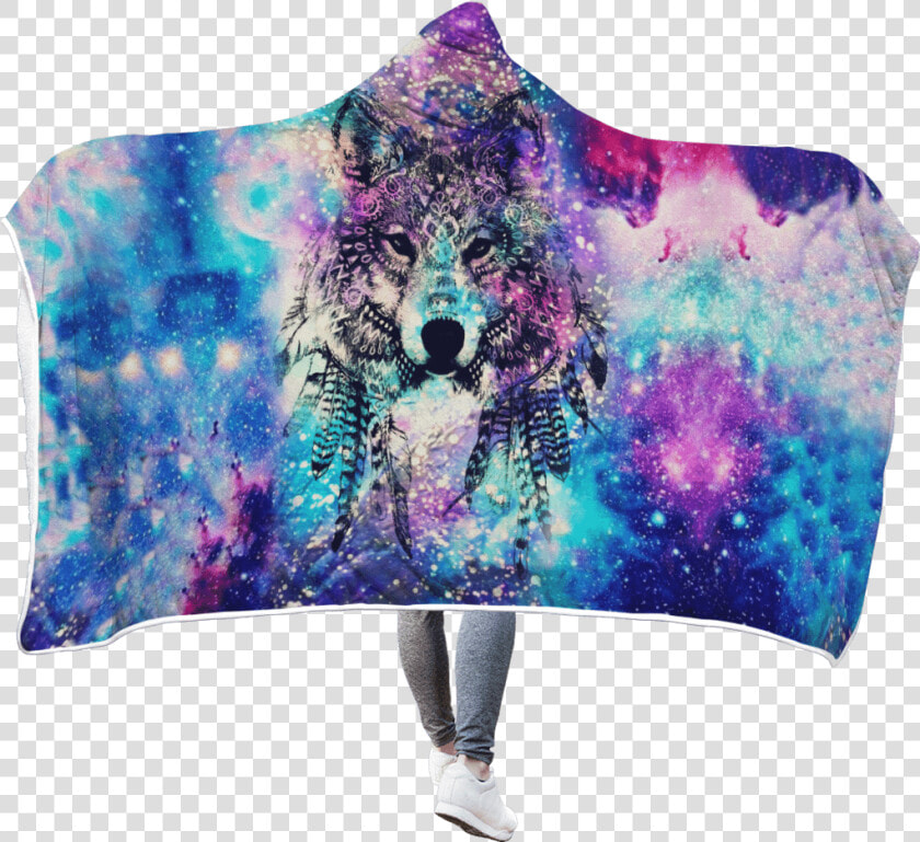 Gearhuman 3d Galaxy Wolf Custom Hooded Blanket   Galaxy Wolf Blankets  HD Png DownloadTransparent PNG