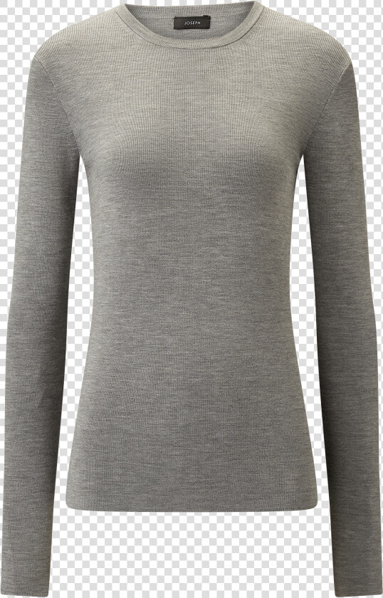 Joseph  Silk Stretch Knit  In Grey Chine   Long sleeved T shirt  HD Png DownloadTransparent PNG