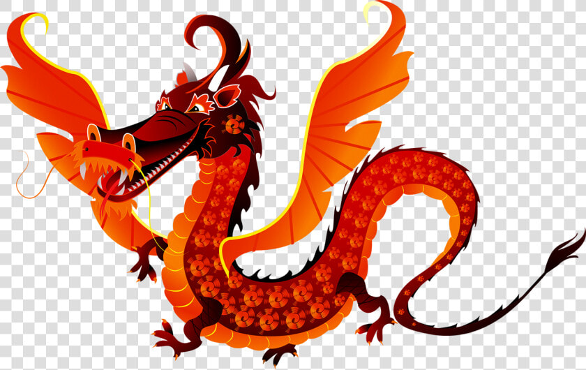 Chinese Dragon Cartoon Illustration   Red Dragon Chinese Wings  HD Png DownloadTransparent PNG