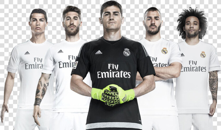 Cristiano Ronaldo  Sergio Ramos  Iker Casillas  Karim   Real Madrid Adidas Kit 2015  HD Png DownloadTransparent PNG