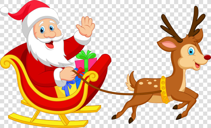 Transparent Santa With Rudolph Png Clipart   Santa Claus With Reindeer Images Hd  Png DownloadTransparent PNG