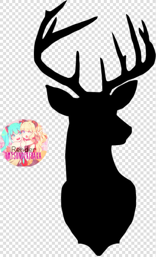 Reindeer Stencil Antler Silhouette   Deer Head Drawing Outline  HD Png DownloadTransparent PNG