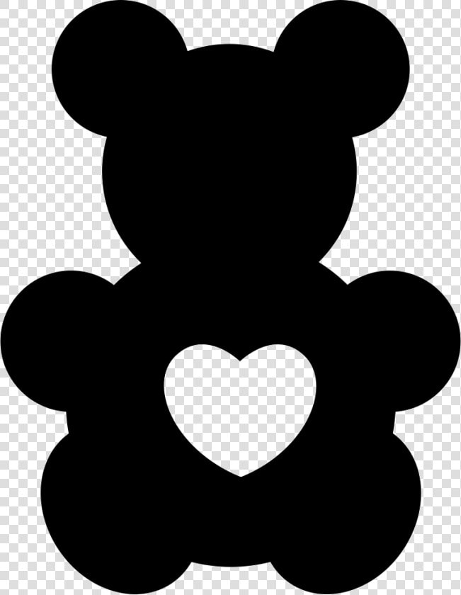 Bear Toy Silhouette With A Heart Shape   Silhouette Teddy Bear Shape  HD Png DownloadTransparent PNG