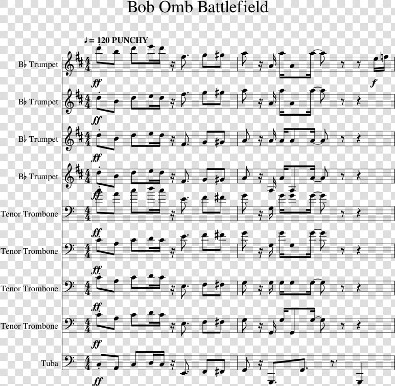 Super Mario 64 Bob Omb Battlefield Sheet Music Trumpet  HD Png DownloadTransparent PNG