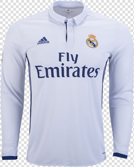 Adidas Real Madrid Long Sleeve Home Jersey 16 17   Real Madrid Kit 2016 17 Long Sleeve  HD Png DownloadTransparent PNG