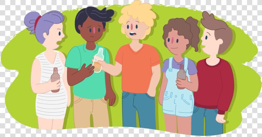 Teenager Being Pressured By His Friends To Have A Drink   Teenagers Drinking Alcohol Cartoon  HD Png DownloadTransparent PNG