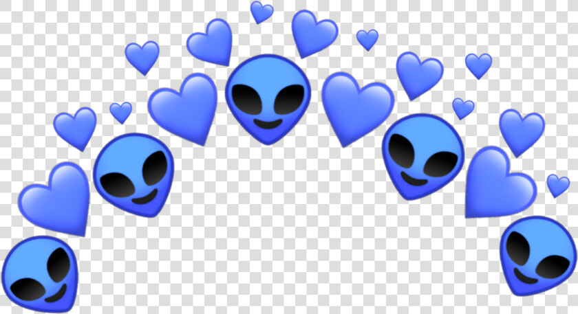 Alien Tumblr Blue Et Emoji Heart Crown Cute Feature   Transparent Blue Heart Crown  HD Png DownloadTransparent PNG