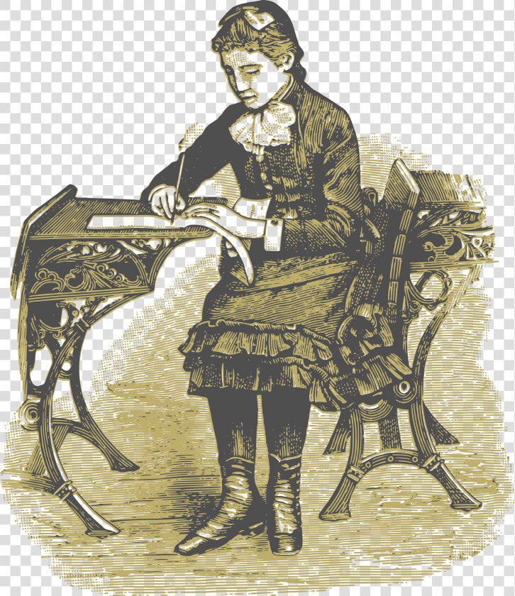 Free Clipart Of A School Girl Writing At A Desk   Victorian School Clipart  HD Png DownloadTransparent PNG