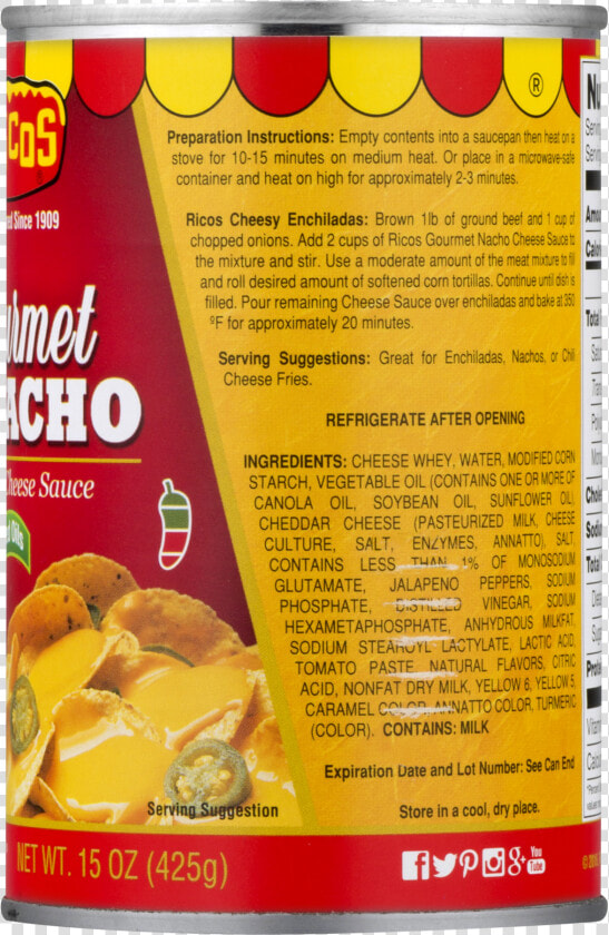 Ricos Cheese Ingredients  HD Png DownloadTransparent PNG