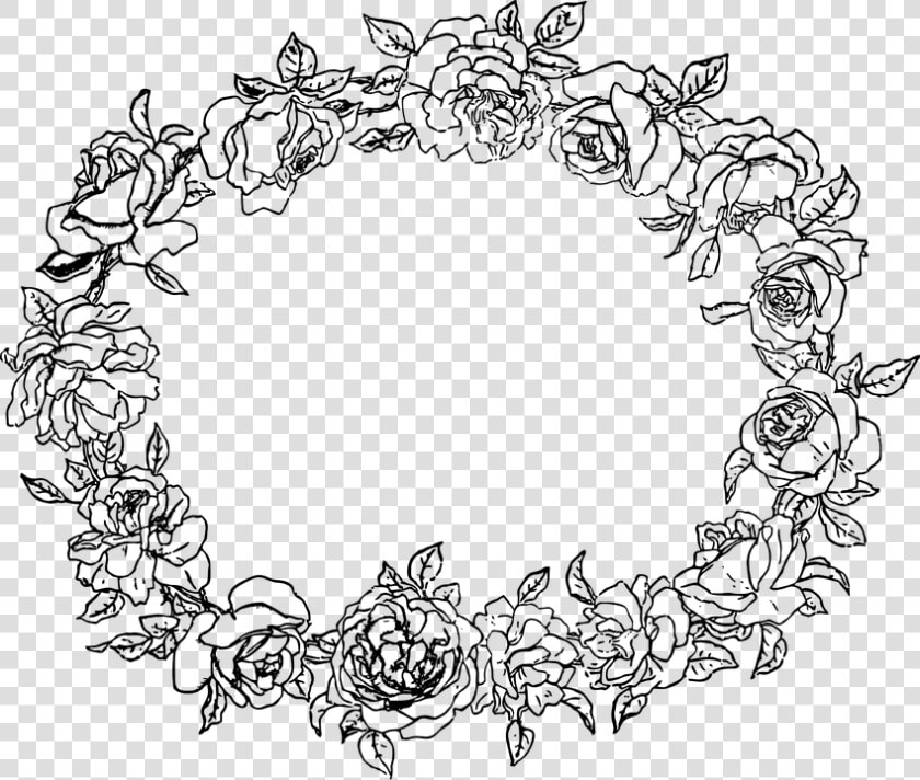 Transparent Floral Border Png   Black And White Floral Border Circle  Png DownloadTransparent PNG