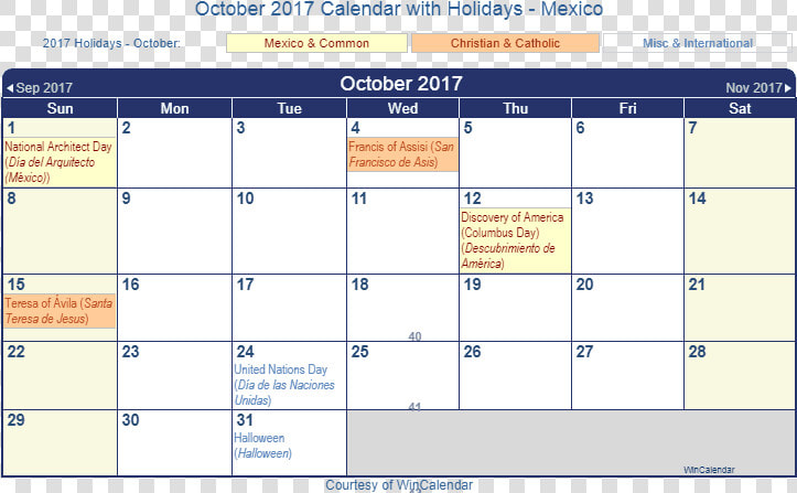 Print Friendly October 2017 Mexico Calendar For Printing   Spanish Holidays In June  HD Png DownloadTransparent PNG