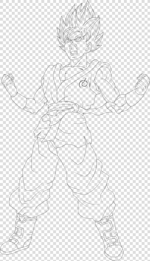 Goku Ssgss Fukkatsu No F Power Up Lineart By Dragonballaffinity   Line Art  HD Png DownloadTransparent PNG