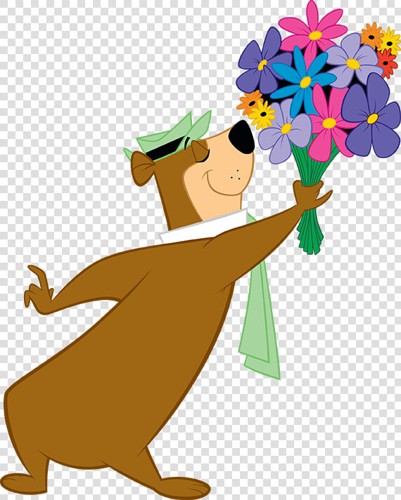 Transparent Yogi Bear Png   Yogi Bear With Flowers  Png DownloadTransparent PNG