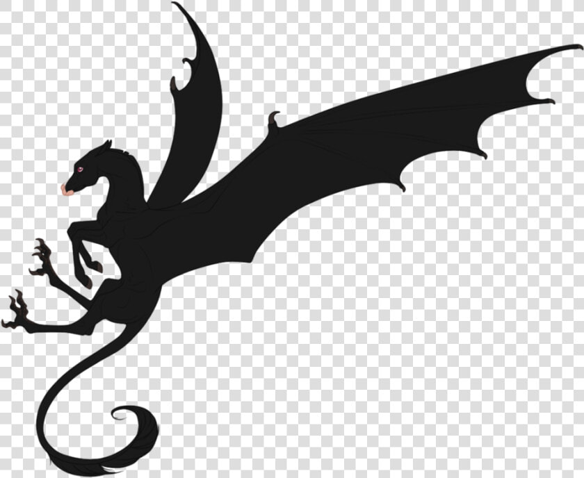 Cartoon Dragon Silhouette Clip Art   Silhouette Black And White Clipart Dragon  HD Png DownloadTransparent PNG