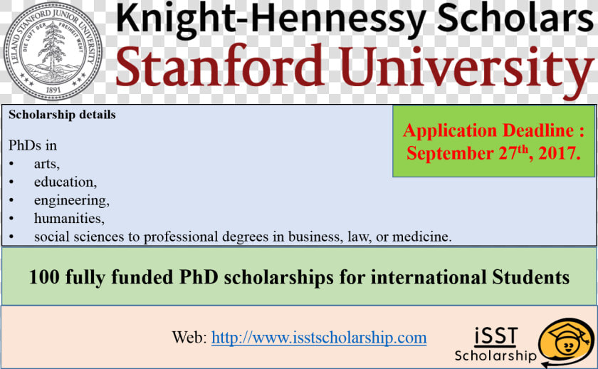 100 Fully Funded Phd Scholarships For International   Stanford University  HD Png DownloadTransparent PNG