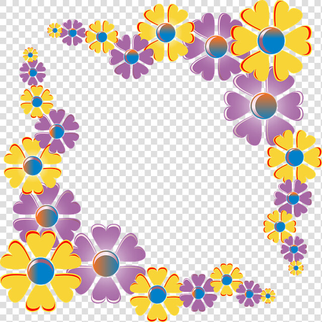 Floral  Flowers  Frame  Border  Colorful  Decoration   Frame Flower Border Design  HD Png DownloadTransparent PNG